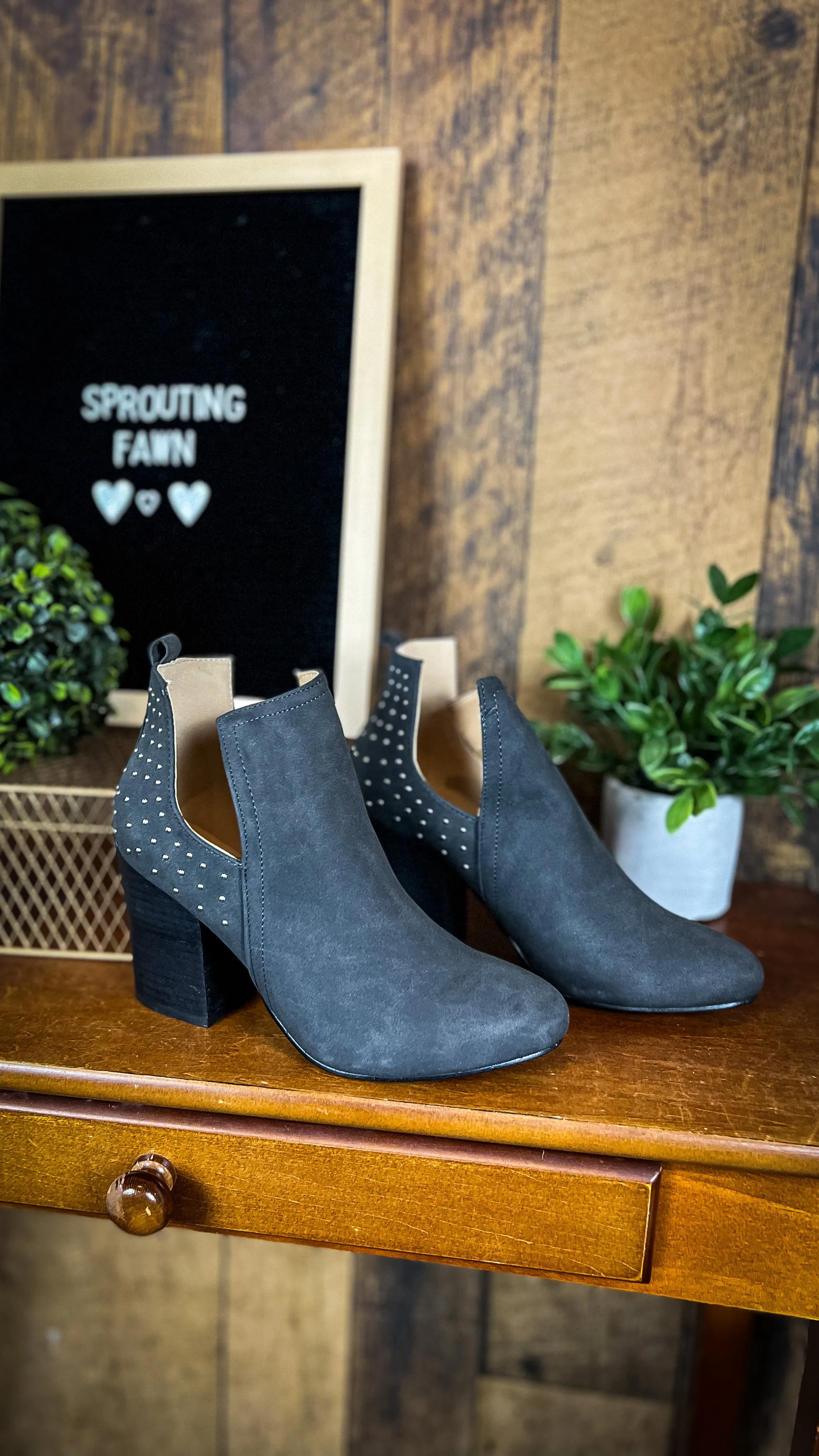 Hannah Studded Booties: Grey *SALE*