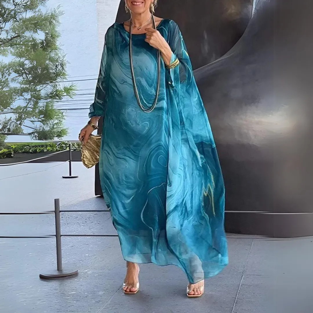 Ivyshape | Belly-covering silk chiffon dress