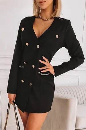 Ivyshape | Casual V-Neck Long Sleeve Dresses