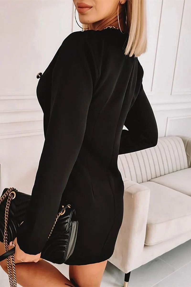 Ivyshape | Casual V-Neck Long Sleeve Dresses