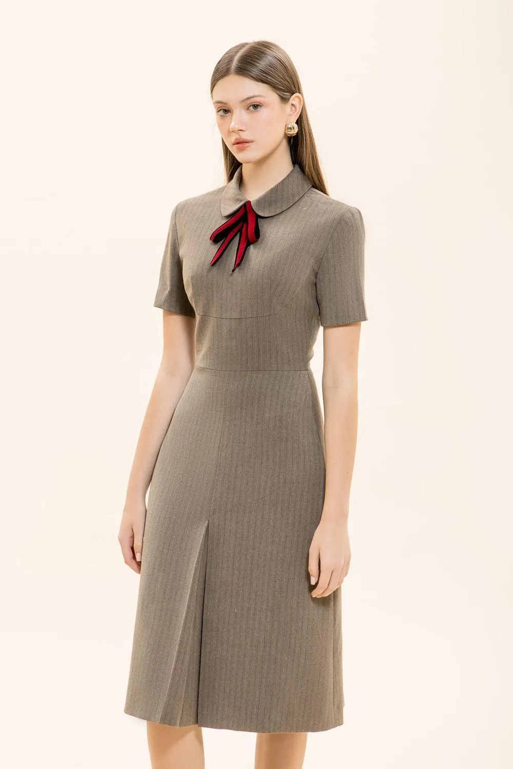 Lavinia A-line Short Sleeved Polyester Knee-length Dress