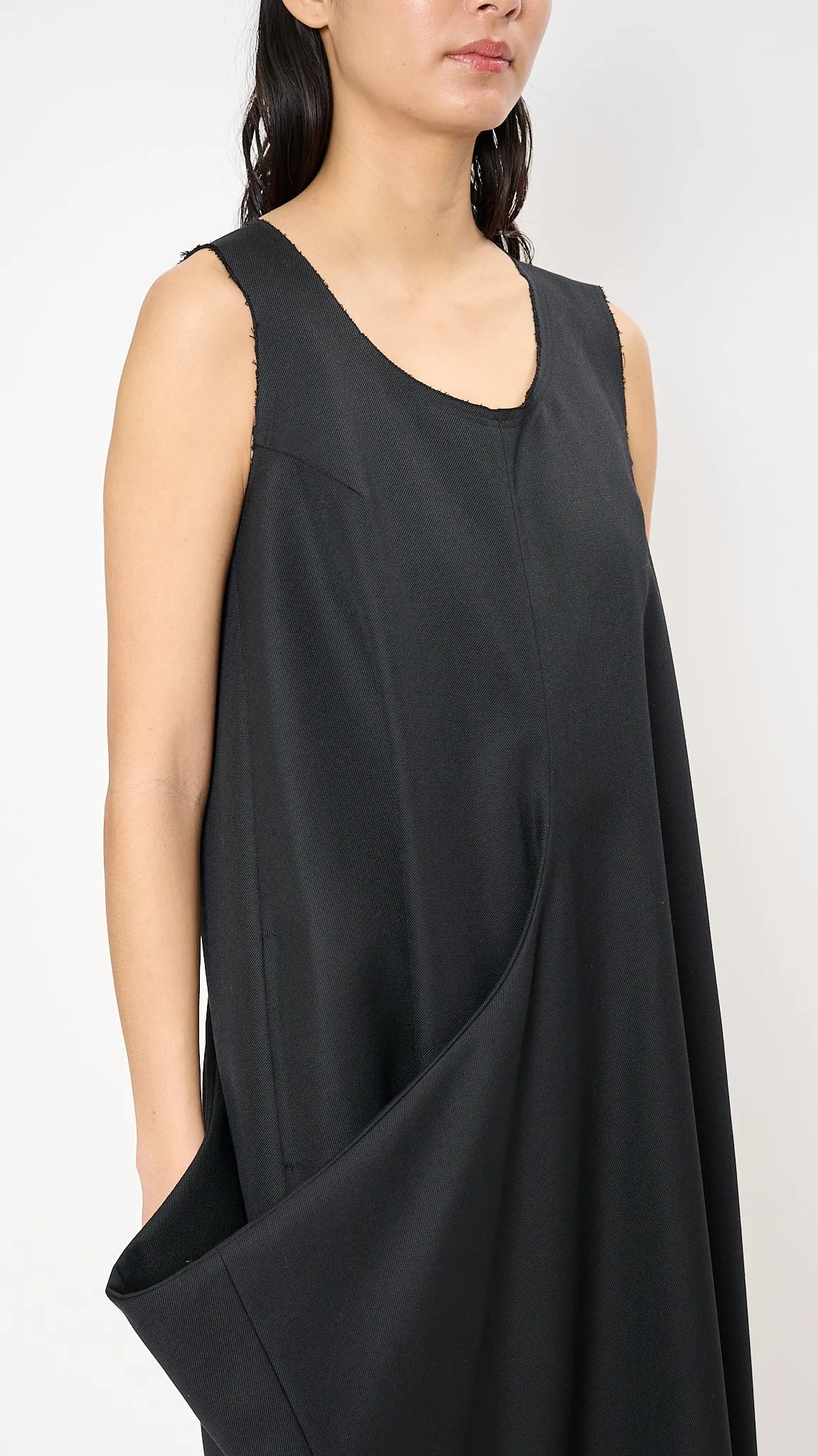 Layered Wool Dress in Black