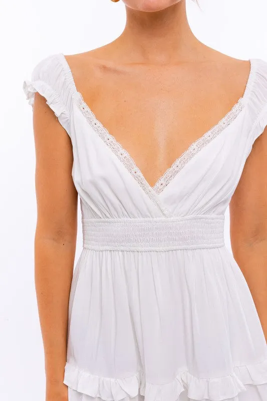 LE LIS Women's Ruffle Mini Dress with Cap Sleeves