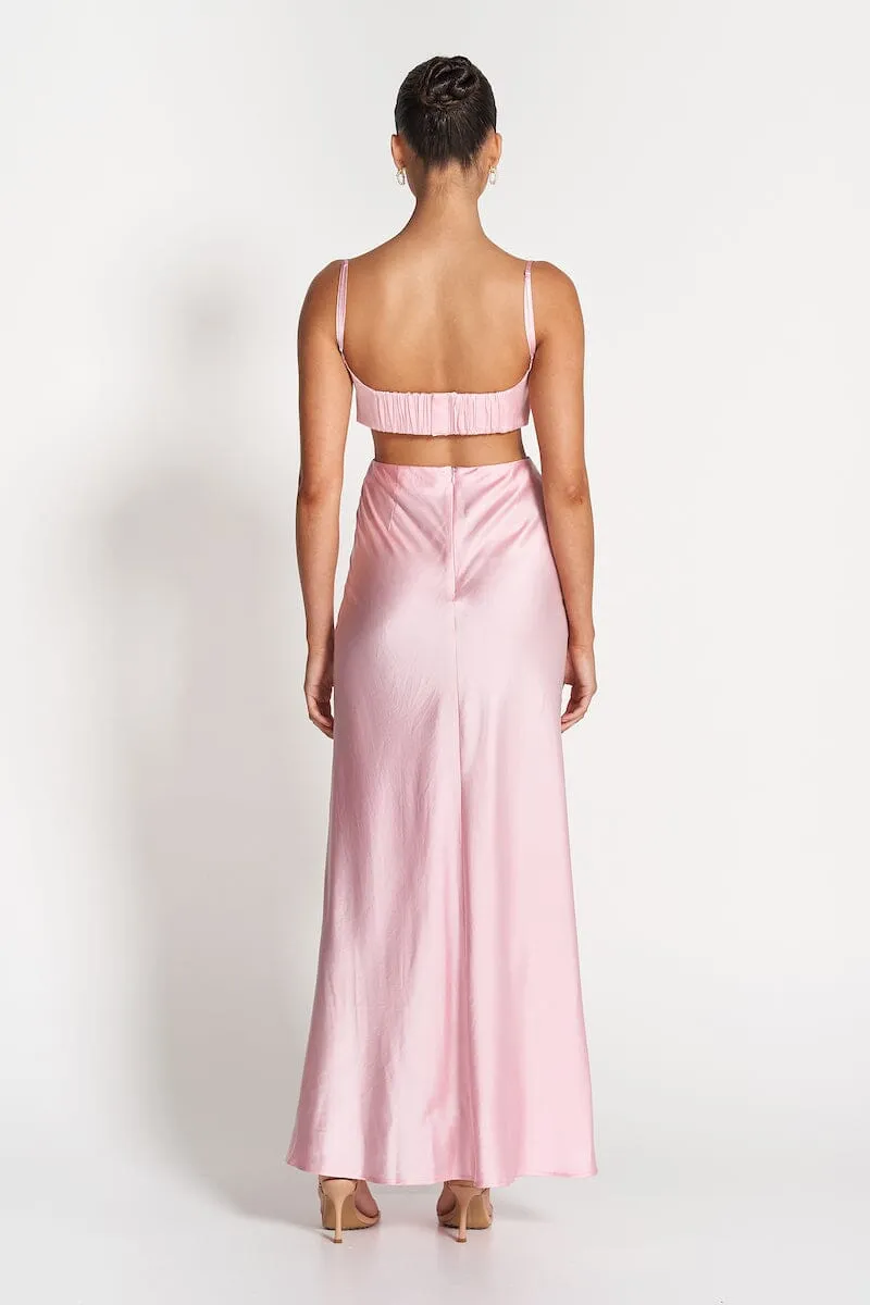 LEAH CUT OUT SILK GOWN - Pink (Final Sale)