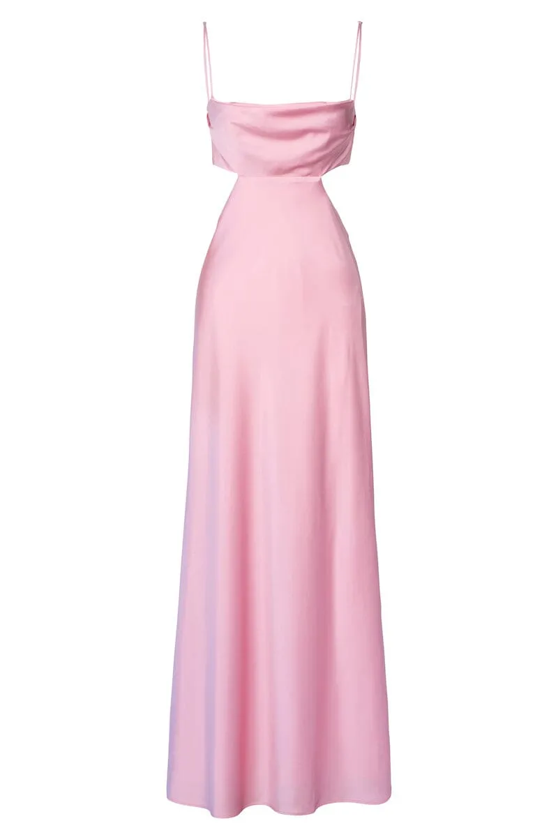 LEAH CUT OUT SILK GOWN - Pink (Final Sale)