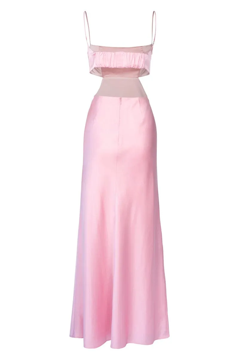 LEAH CUT OUT SILK GOWN - Pink (Final Sale)