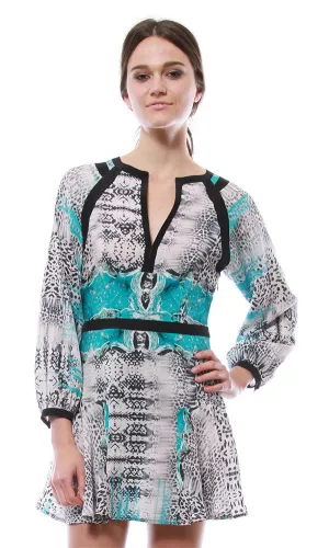 LONG SLEEVE FLOUNCE MINI DRESS