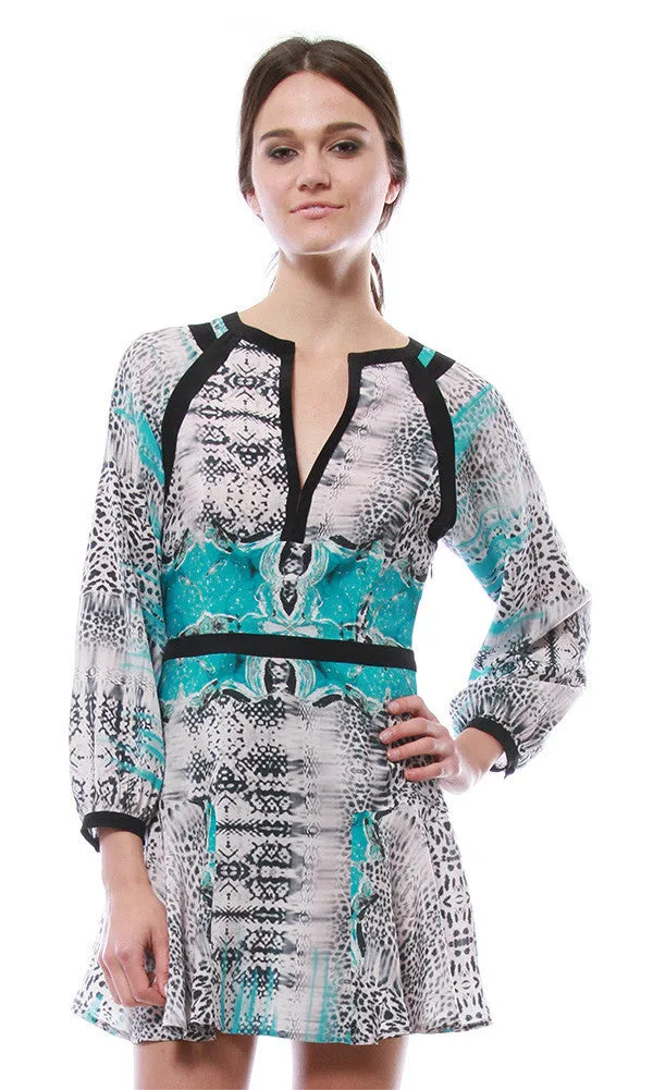 LONG SLEEVE FLOUNCE MINI DRESS