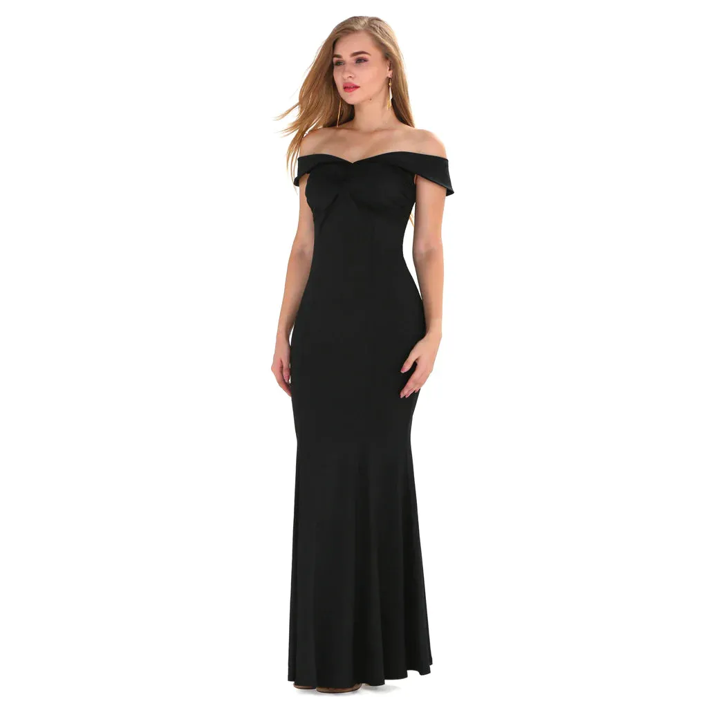 MB FASHION Off-Shoulder Mermaid Gown with Knot Detail at Bust 1927