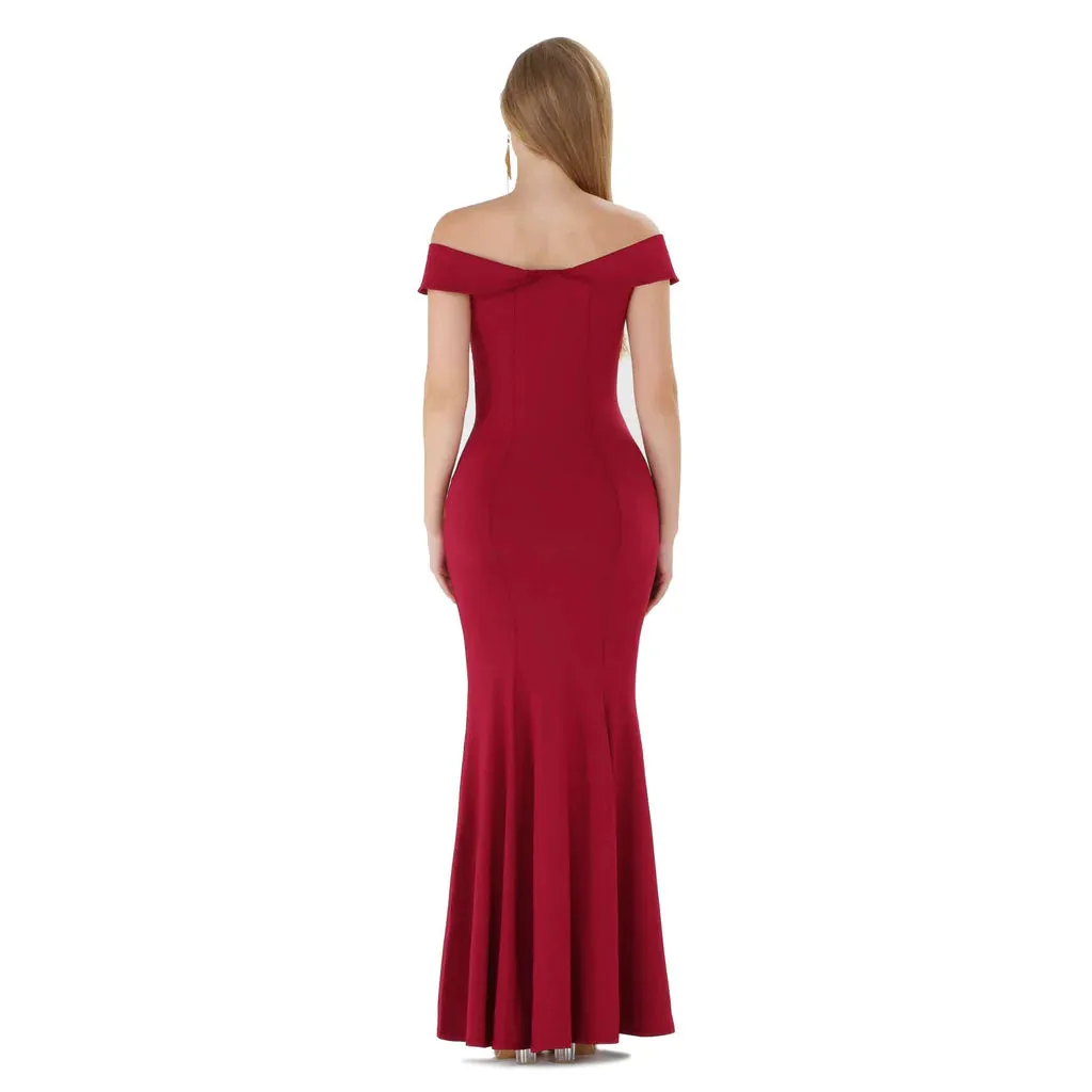MB FASHION Off-Shoulder Mermaid Gown with Knot Detail at Bust 1927