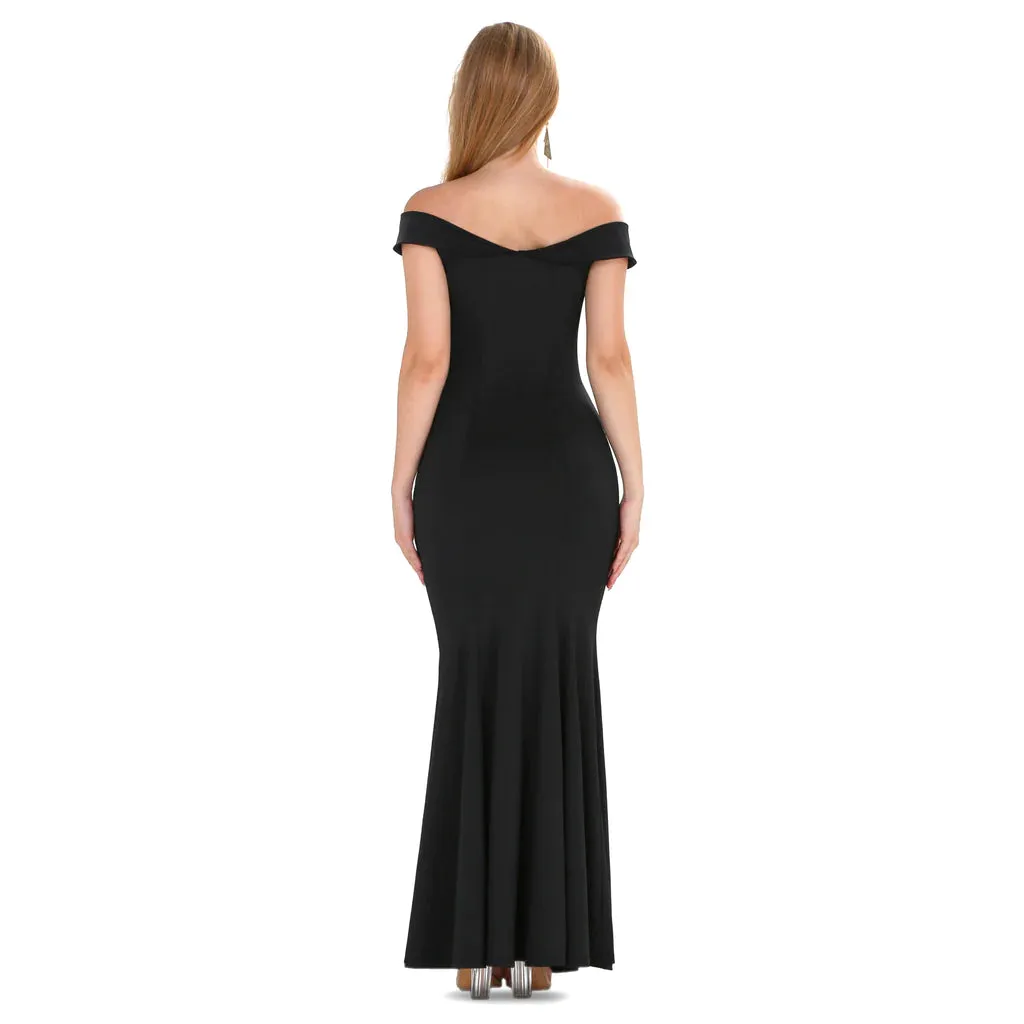 MB FASHION Off-Shoulder Mermaid Gown with Knot Detail at Bust 1927