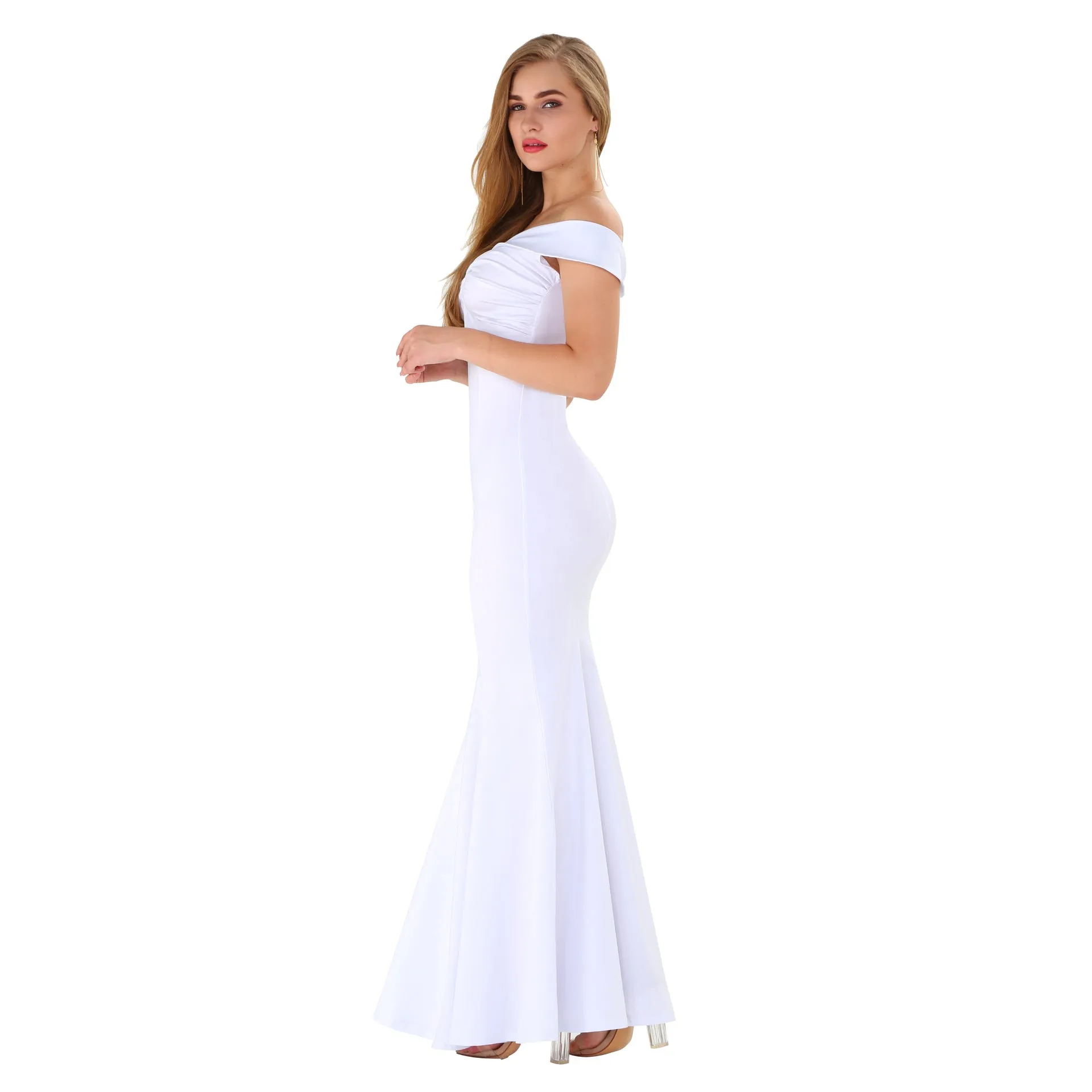 MB FASHION Off-Shoulder Mermaid Gown with Knot Detail at Bust 1927