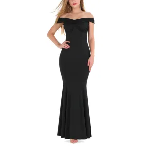 MB FASHION Off-Shoulder Mermaid Gown with Knot Detail at Bust 1927