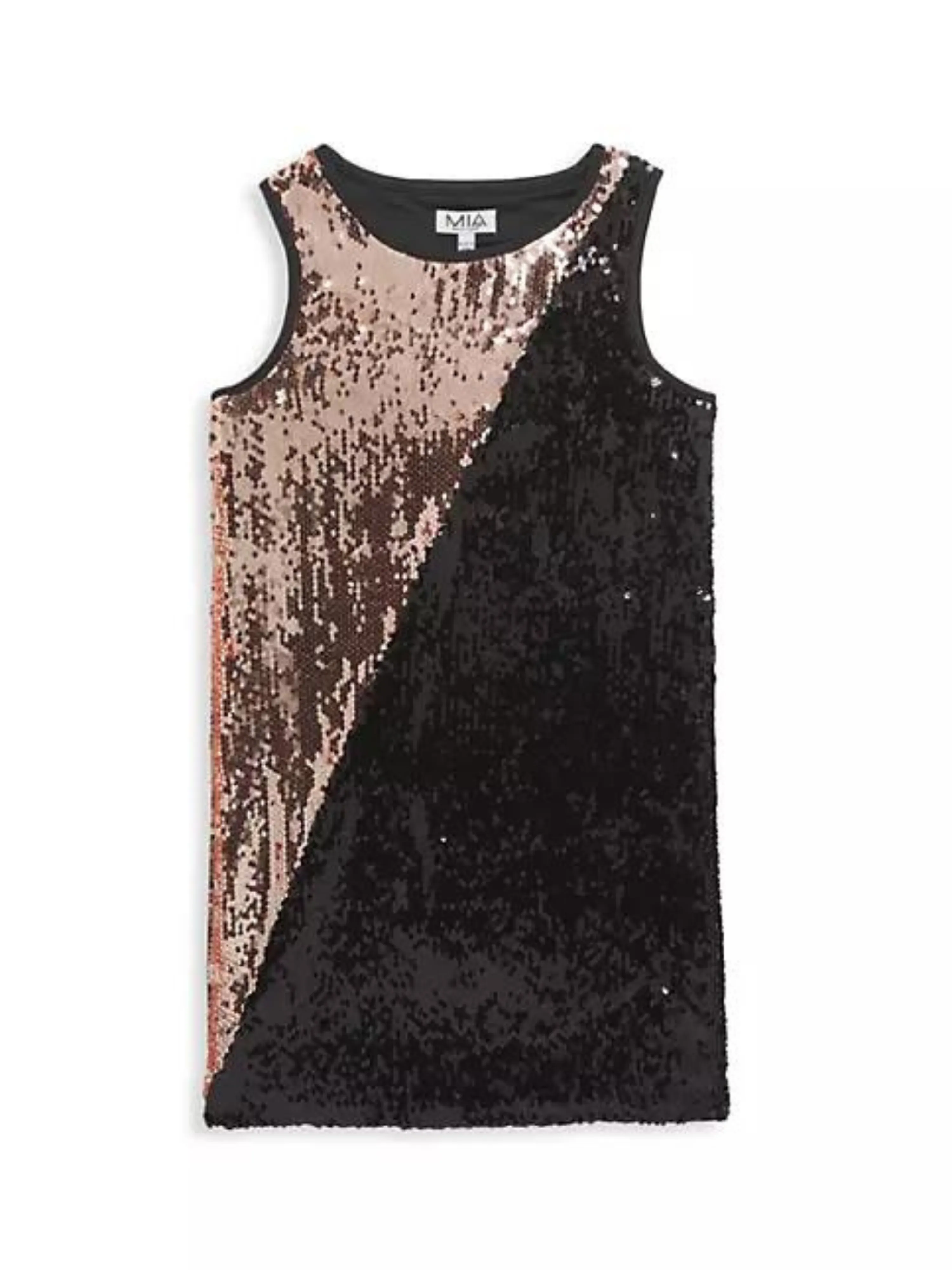 MIA Black & Gold Asymmetrical Sequin Dress
