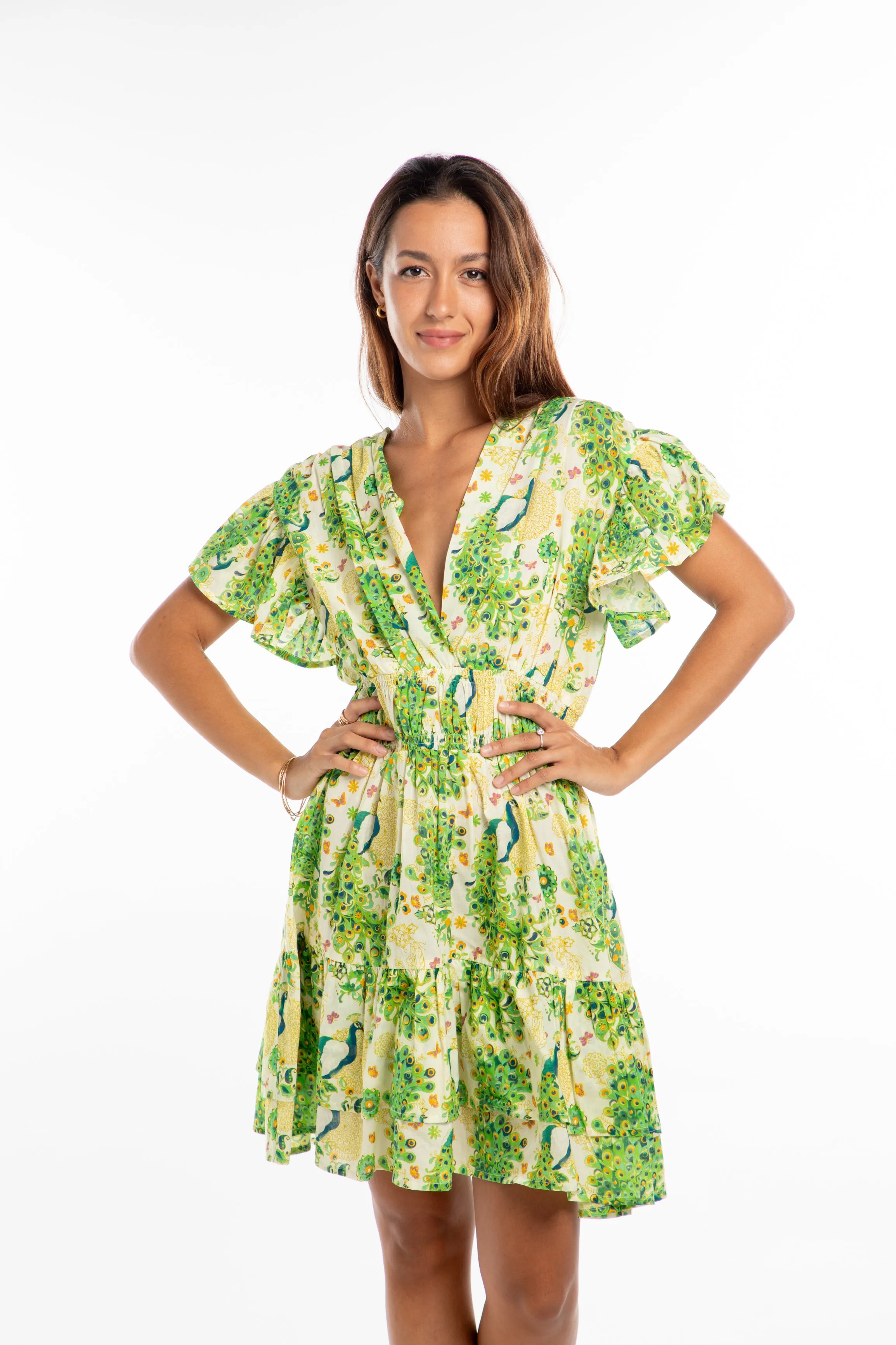 Milla Dress. Ecru Peacock