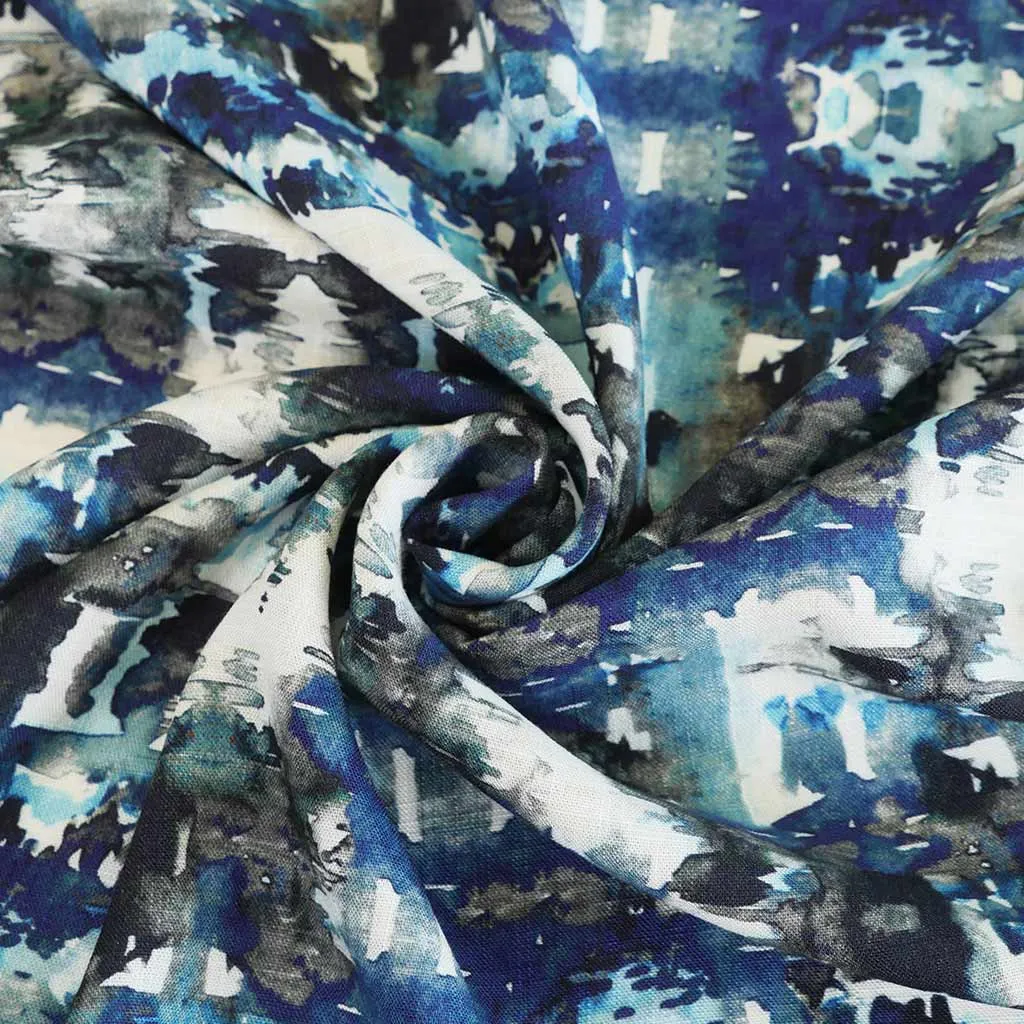 Nassau - Indigo Blue Reflections Viscose Slub Woven Fabric