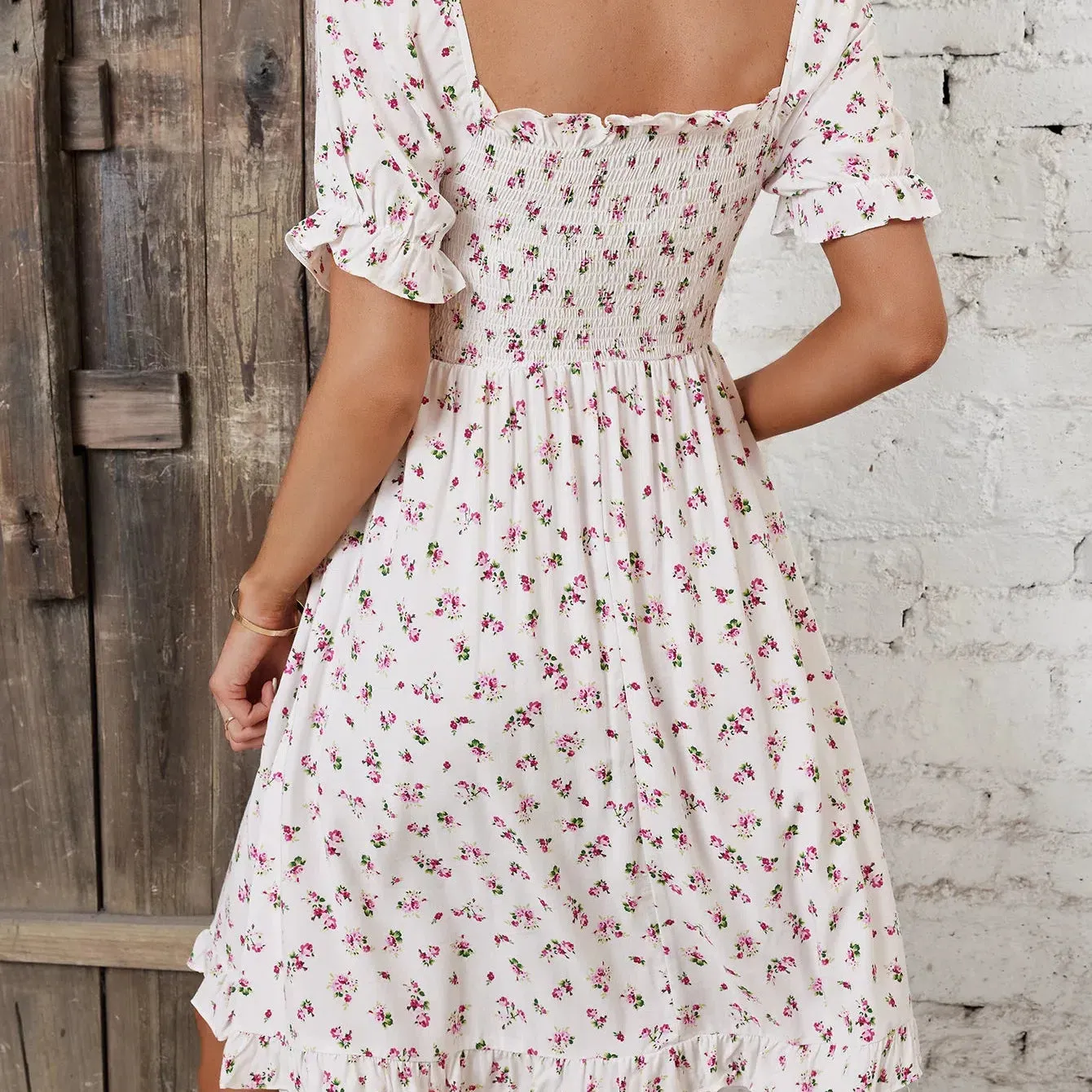 New Independent Women's Fashion Printed Dress with Waist Length Mid Length Dress for Effortless Style and Comfort