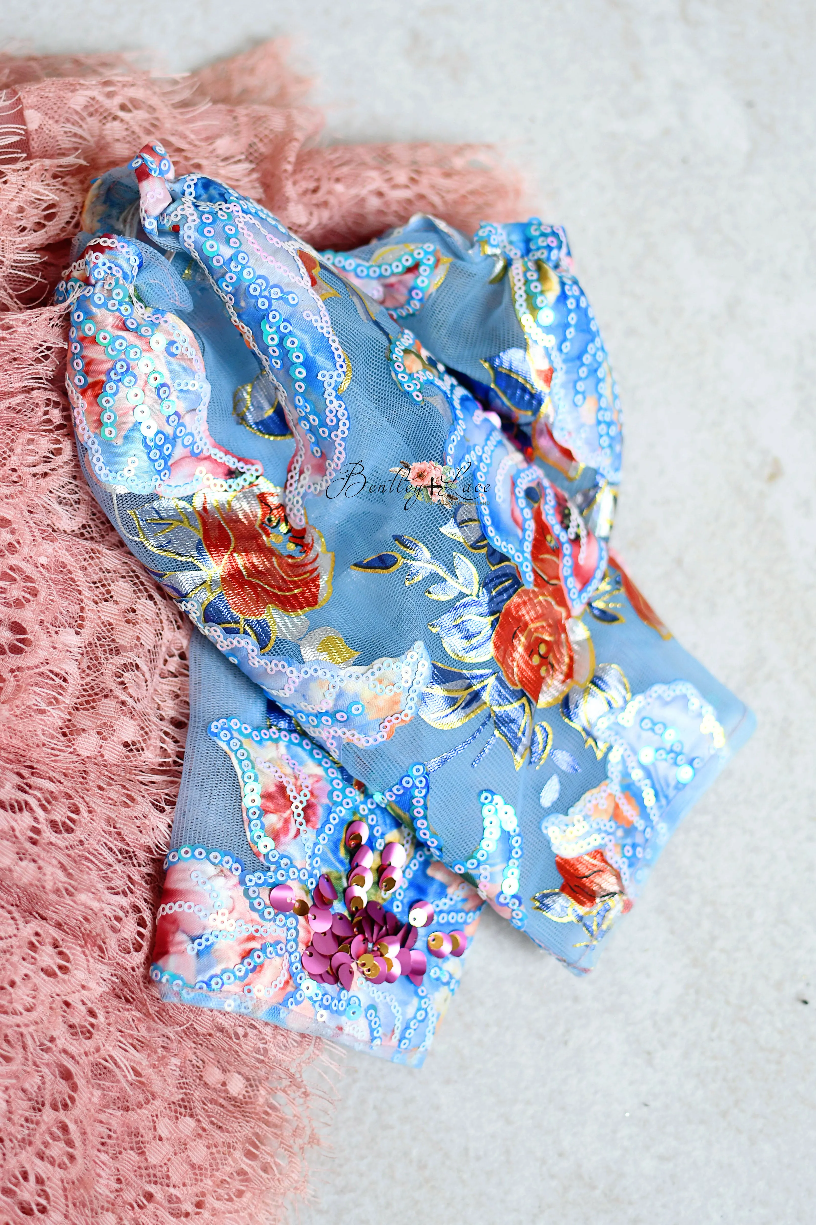 NEW "Ocean Breeze" -Blue Detachable sleeves/leggies   Petal Length Gown - (3-5 year)