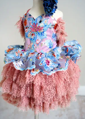 NEW "Ocean Breeze" -Blue Detachable sleeves/leggies   Petal Length Gown - (3-5 year)
