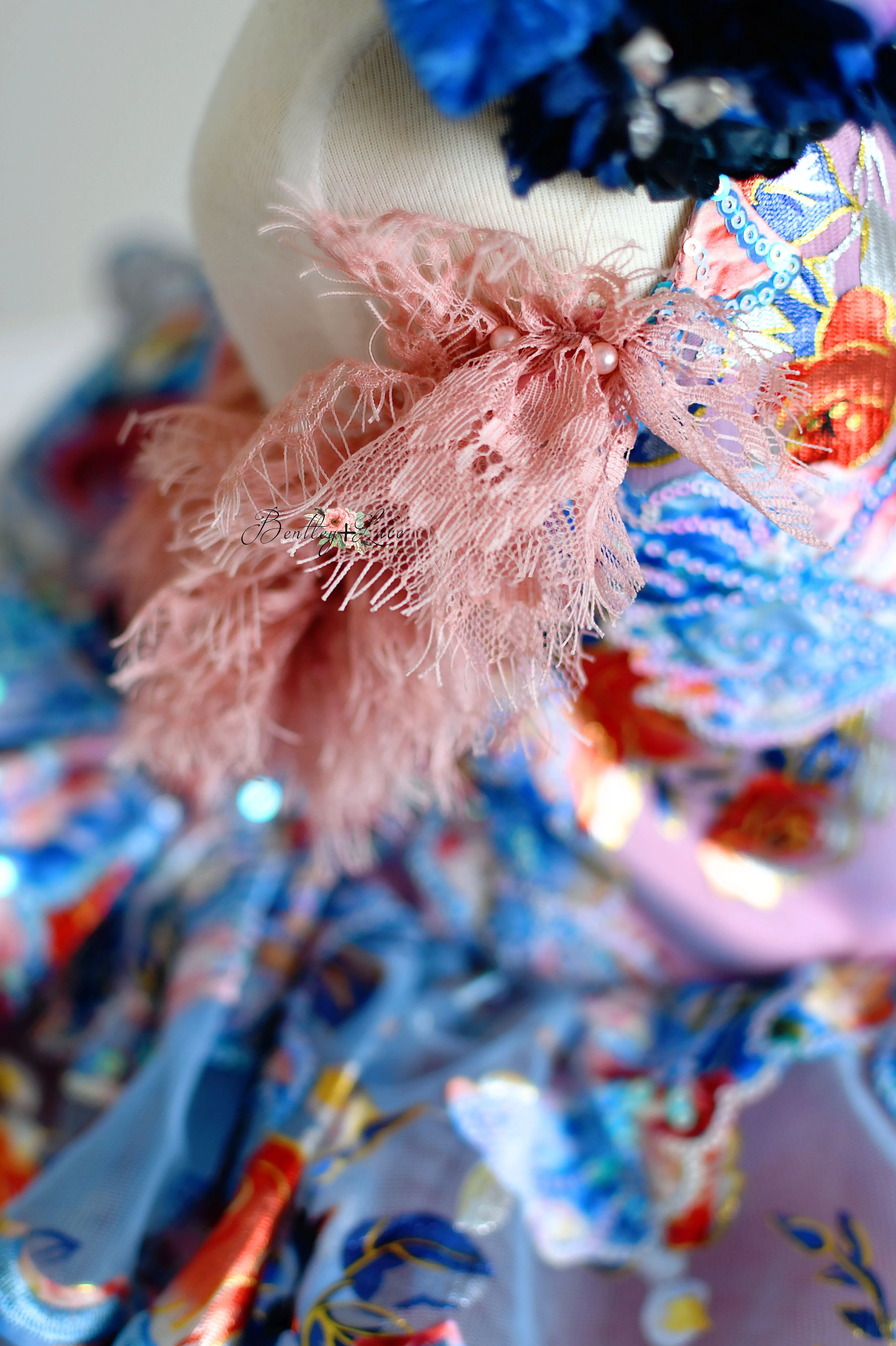 NEW "Ocean Breeze" -Blue Detachable sleeves/leggies   Petal Length Gown - (3-5 year)