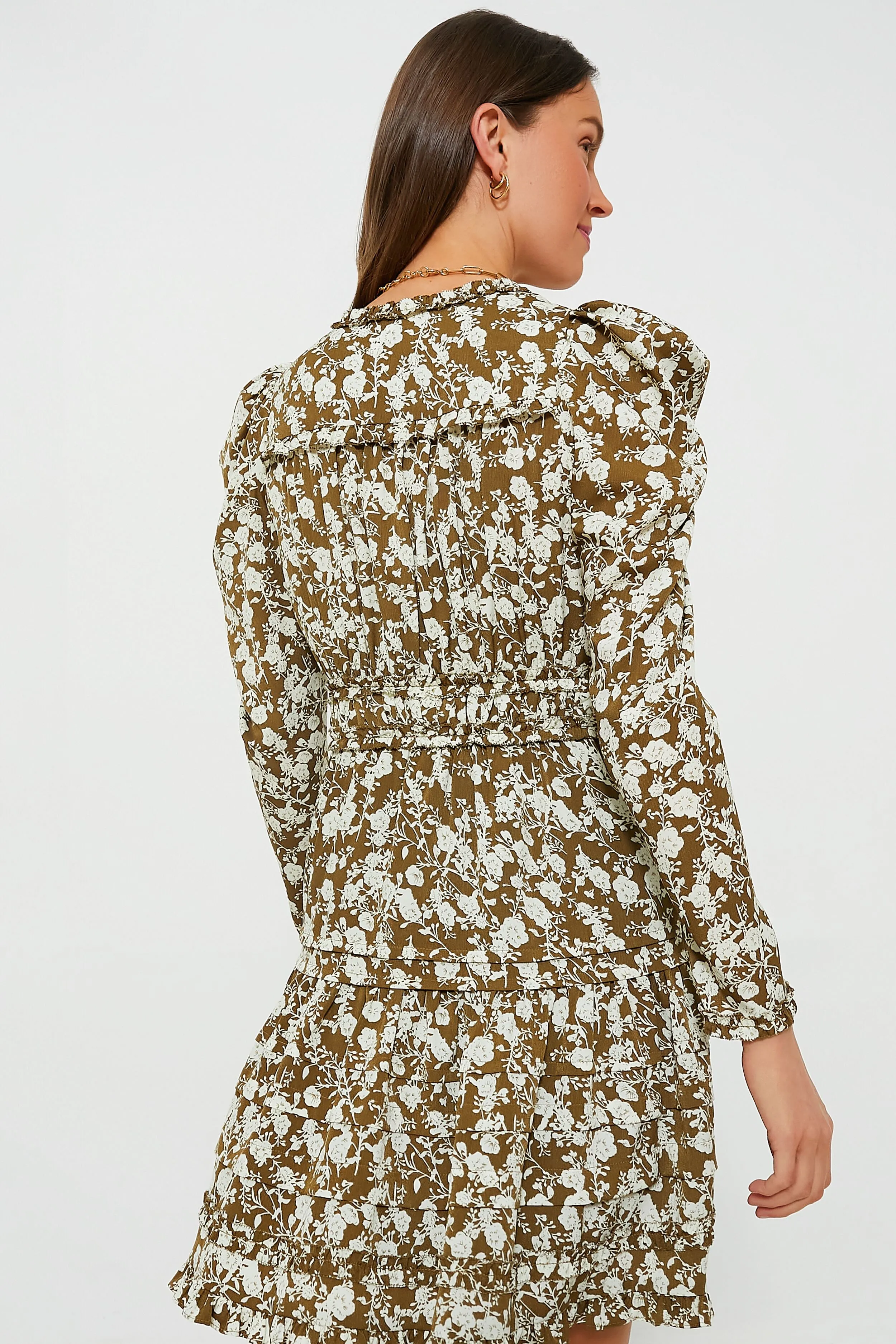Olive Floral Renee Ruffle Mini Dress
