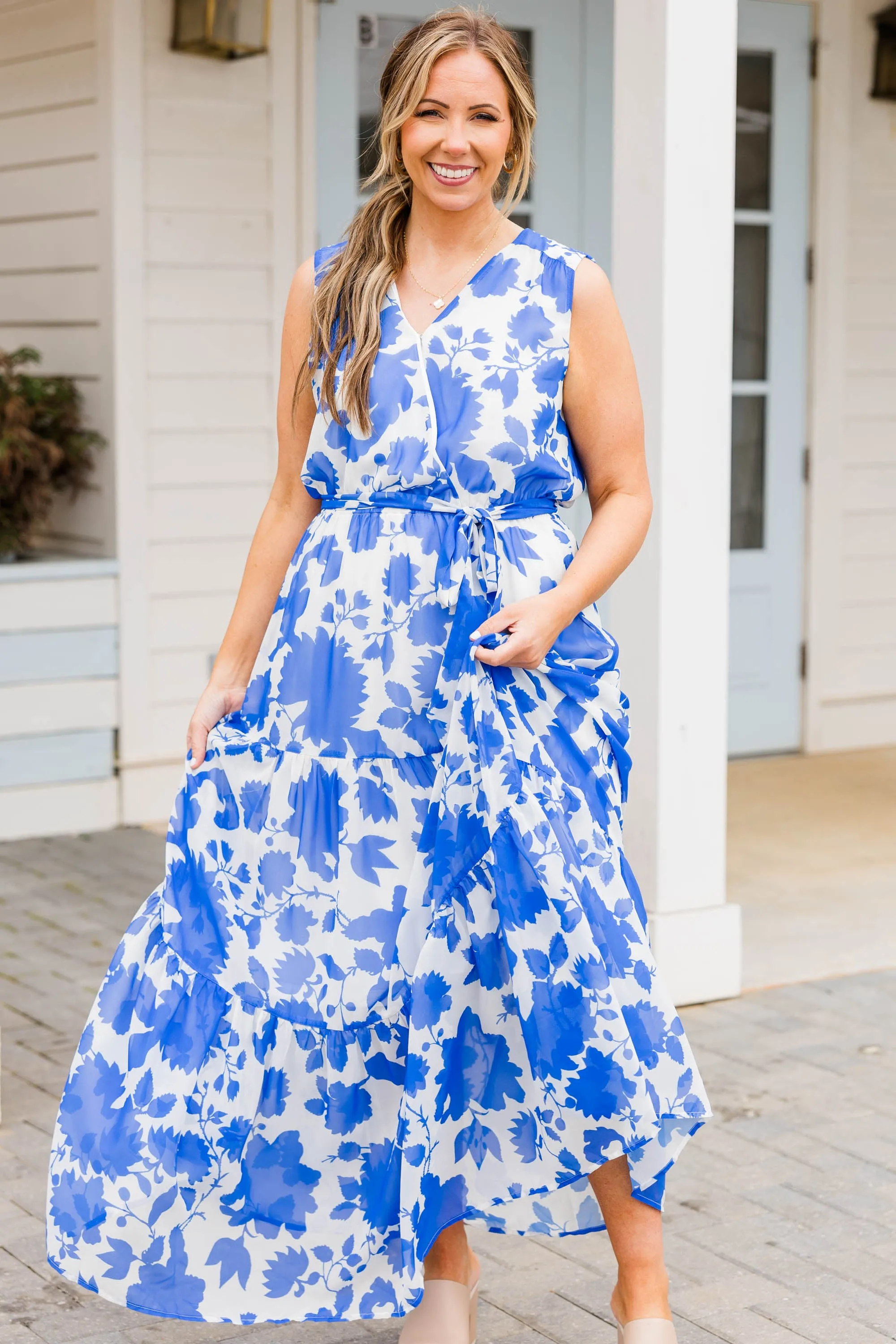 Out Of The Bloom Dress, Blue