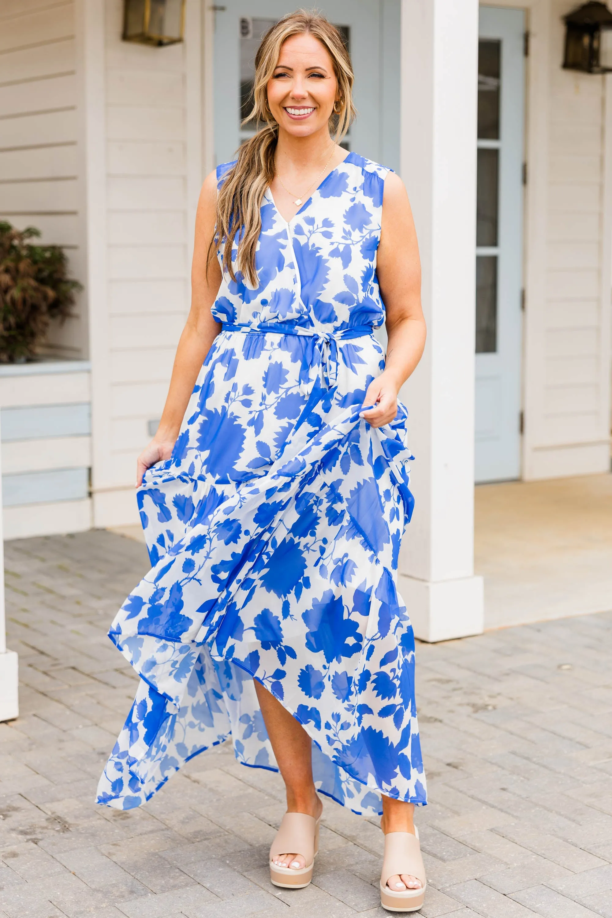 Out Of The Bloom Dress, Blue
