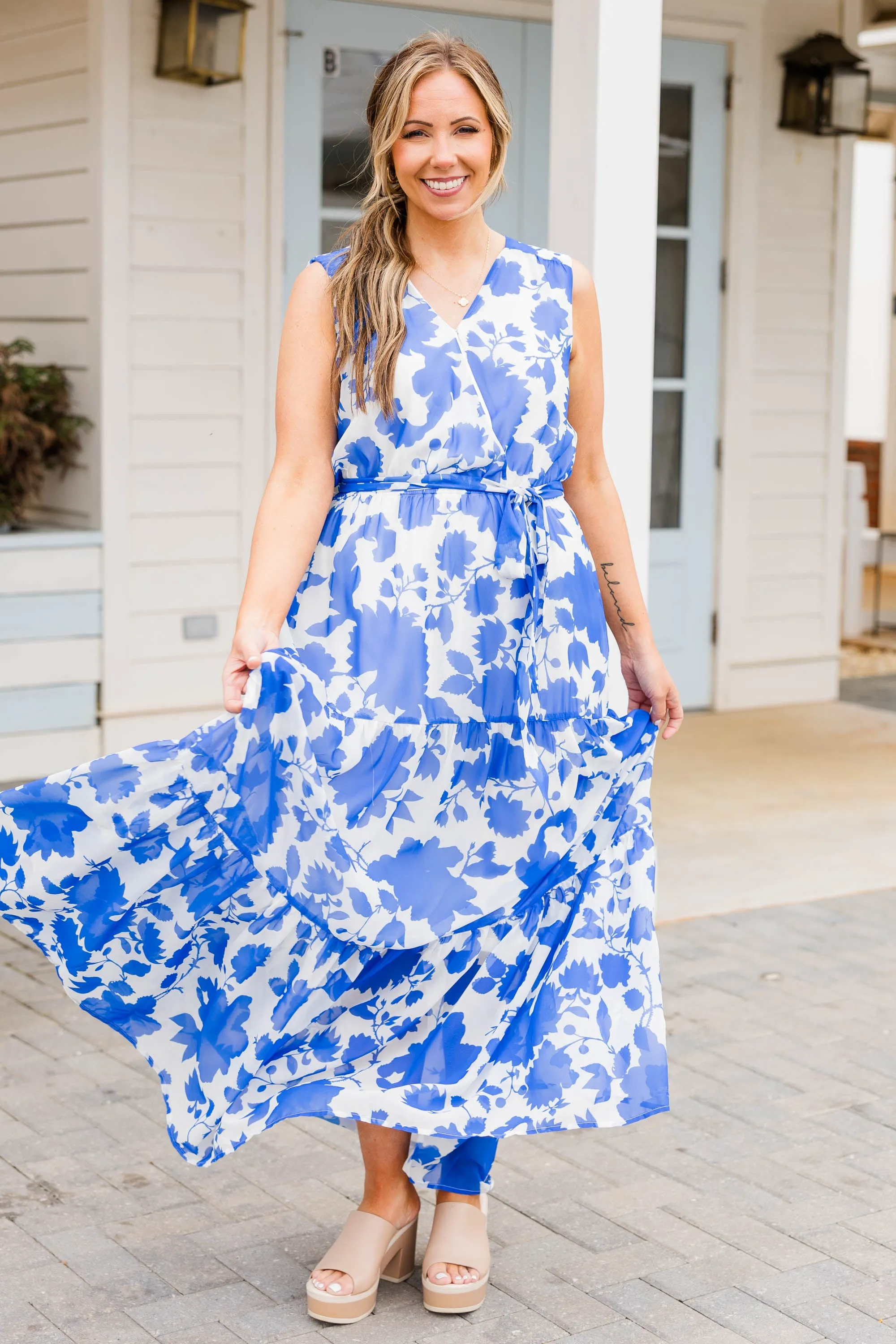 Out Of The Bloom Dress, Blue
