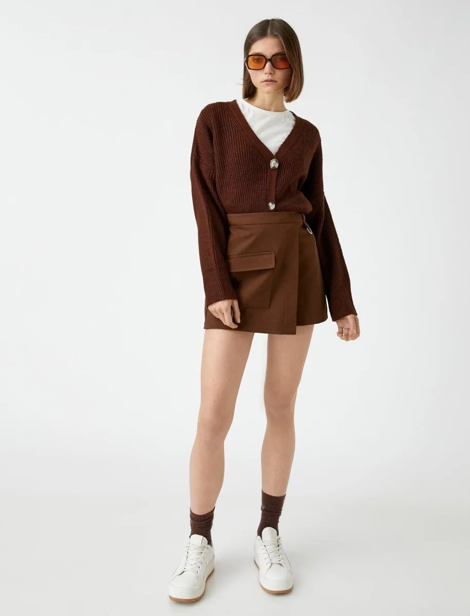 Oversize Crop Cardigan in Brown