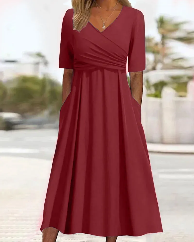 Penelope - Crossed Dress With Short Sleeves