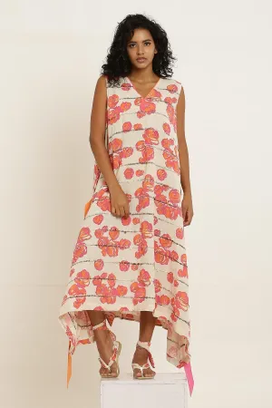 Pink Rose Printed Cotton Dress