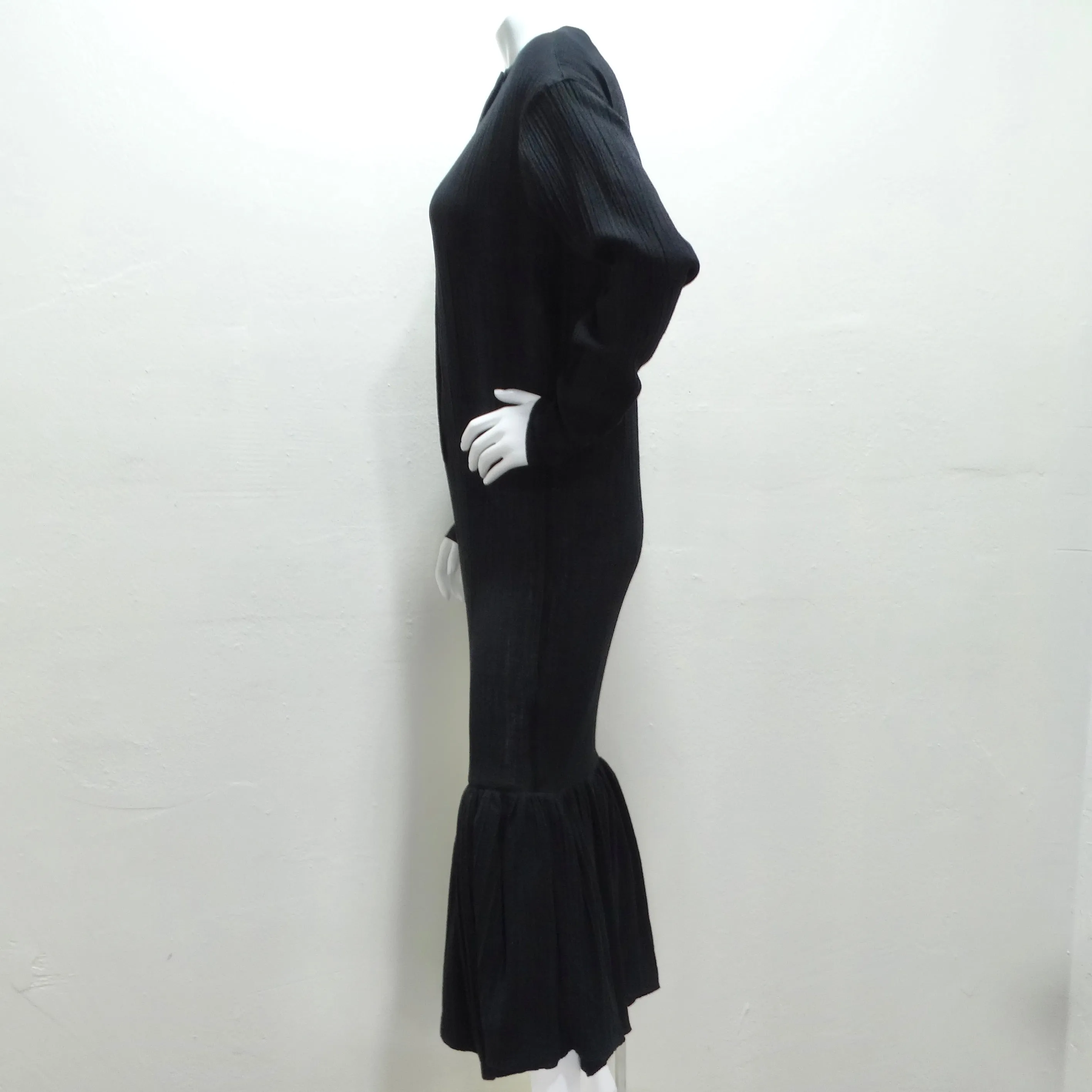 Romeo Gigli 1980s Black Drop Waist Maxi Dress