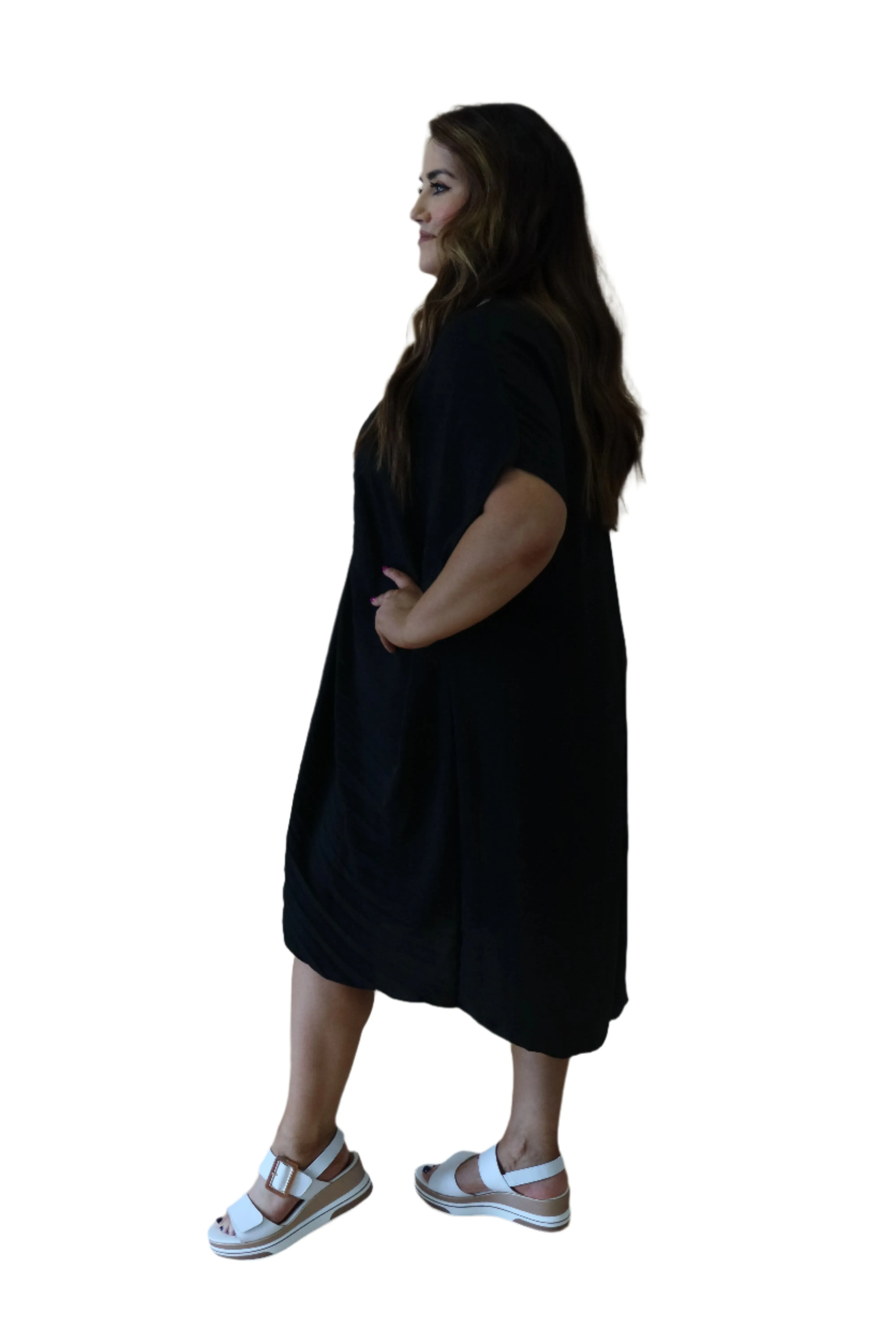 Sadhbh Pleated Oversized Tunic in Black