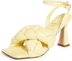 Sam Edelman Courtney Butter Yellow Braid Straps Ankle Strap Spool Heeled Sandals