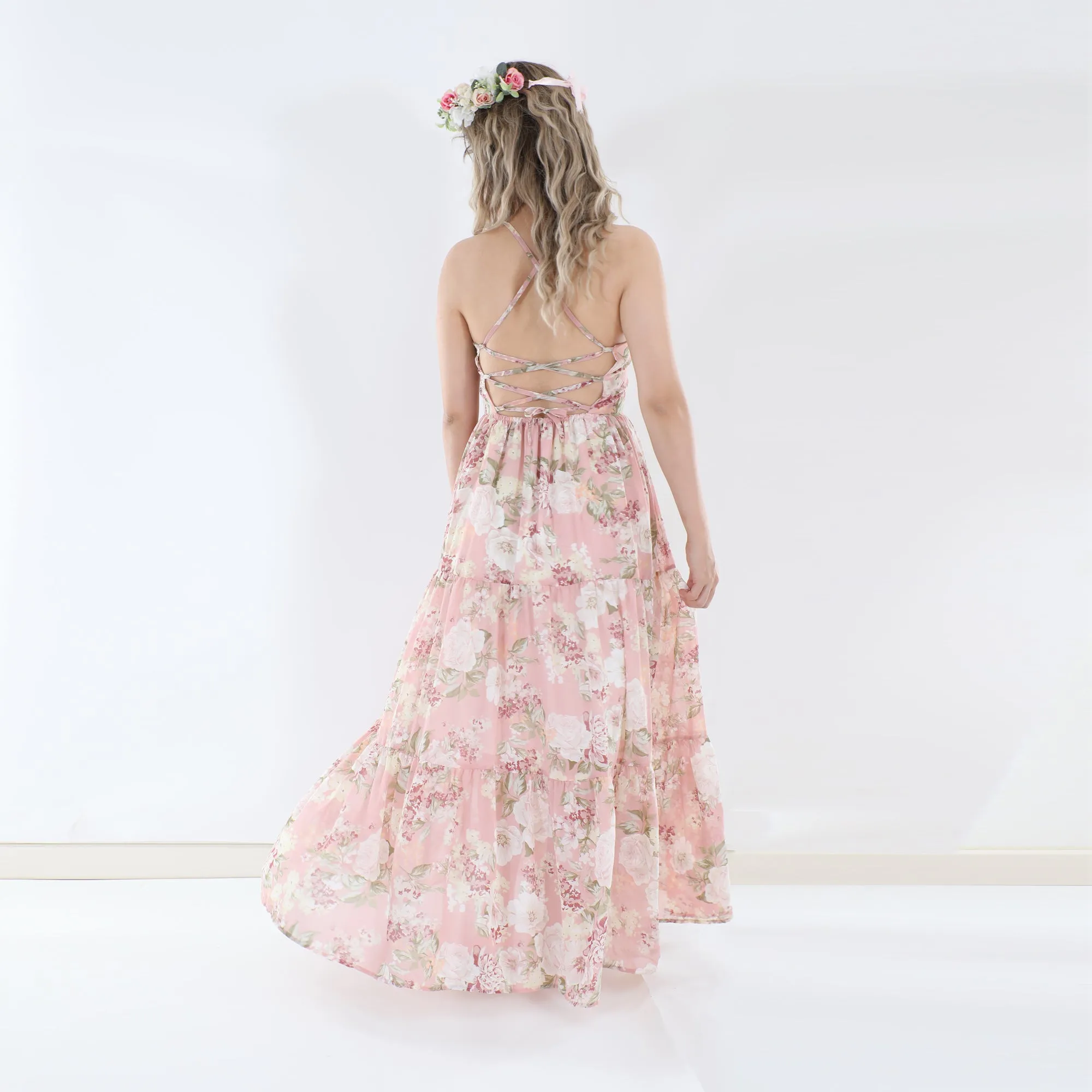Savannah Girls Light Pink Maxi Dress