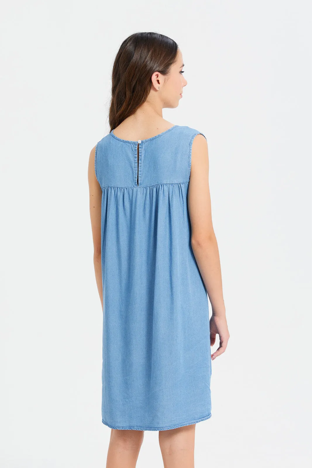Senior Girls Blue Denim Tencel Dress