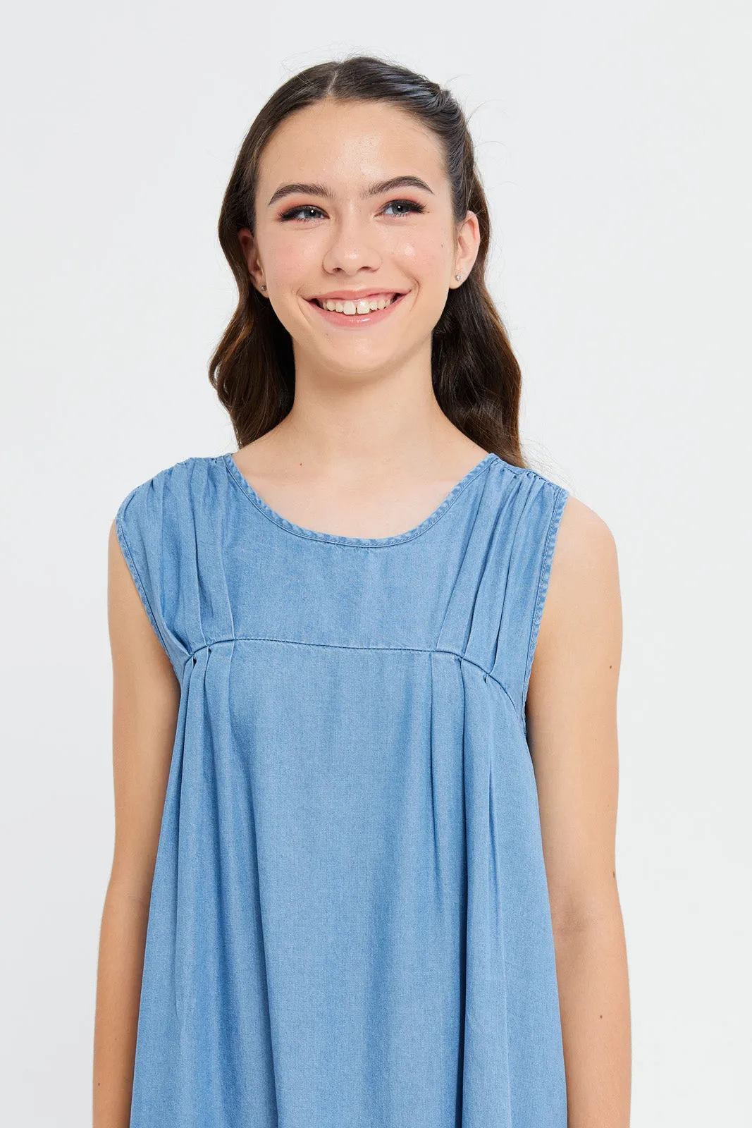 Senior Girls Blue Denim Tencel Dress