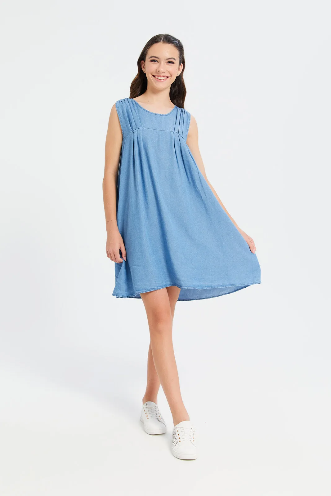 Senior Girls Blue Denim Tencel Dress