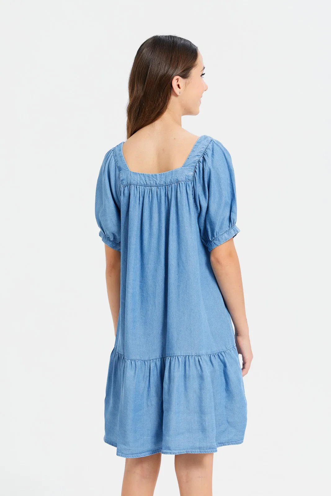 Senior Girls Blue Tencel Denim Dress