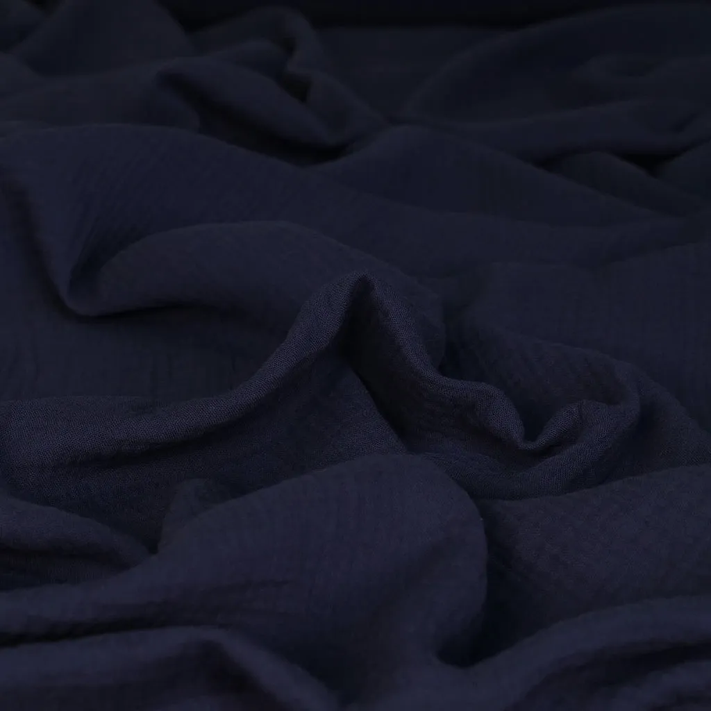 Seoni - Navy Cotton Double Gauze Woven Fabric