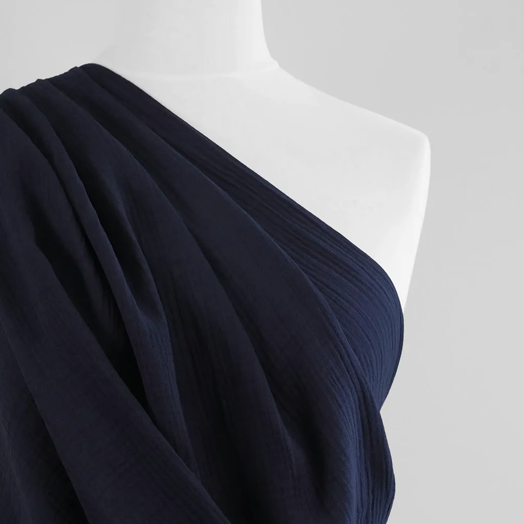 Seoni - Navy Cotton Double Gauze Woven Fabric