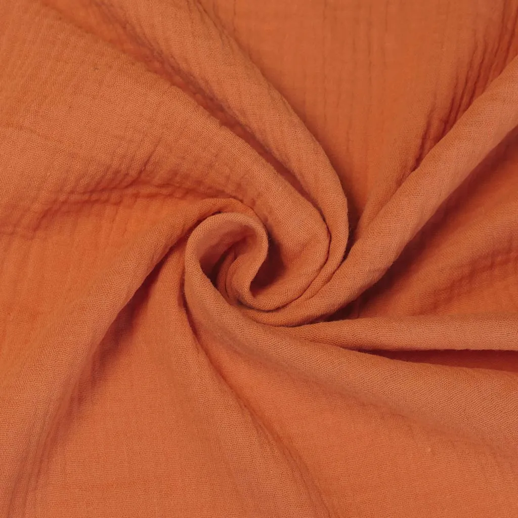 Seoni - Sunrise Orange Cotton Double Gauze Woven Fabric - 2.1m Remnant