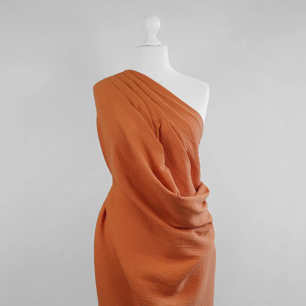 Seoni - Sunrise Orange Cotton Double Gauze Woven Fabric - 2.1m Remnant