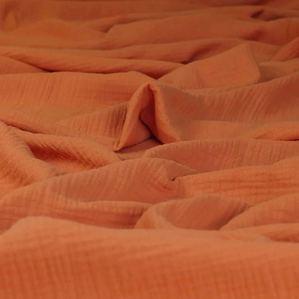 Seoni - Sunrise Orange Cotton Double Gauze Woven Fabric - 2.1m Remnant