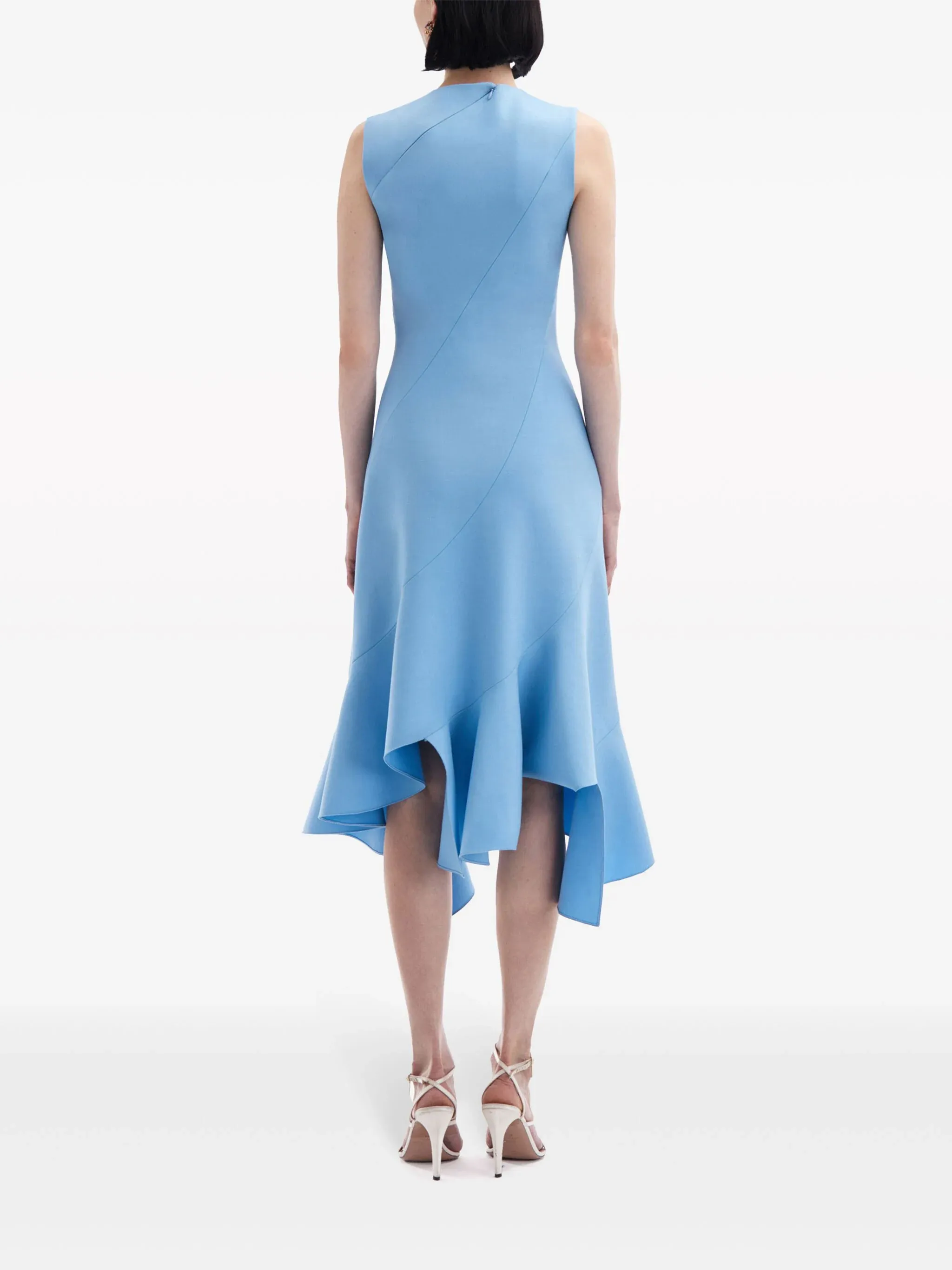 Sleeveless Jewel Neck Asymmetry Dress