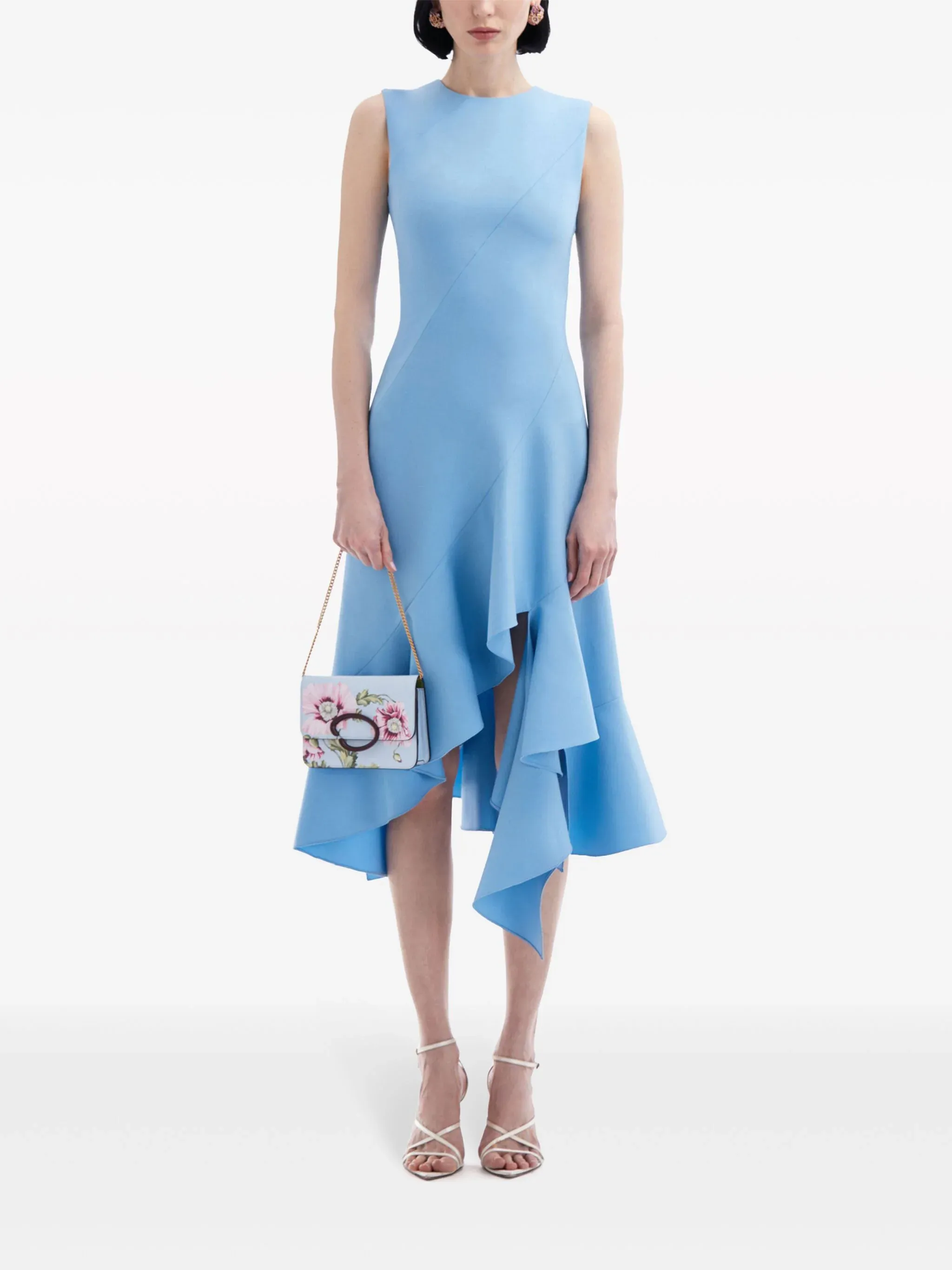 Sleeveless Jewel Neck Asymmetry Dress