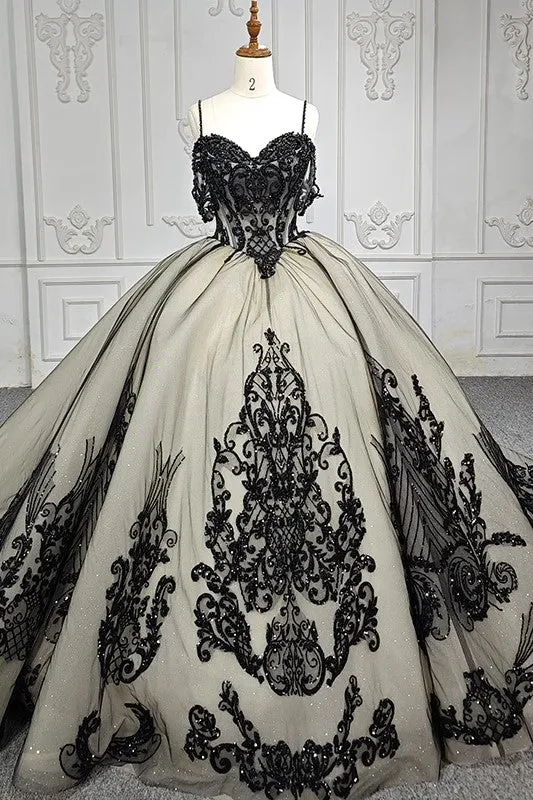 Soraya |  Spaghetti Straps Embroidery Lace Quinceanera Dresses