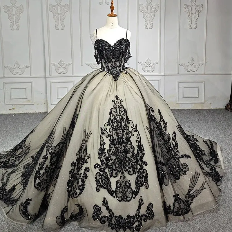 Soraya |  Spaghetti Straps Embroidery Lace Quinceanera Dresses