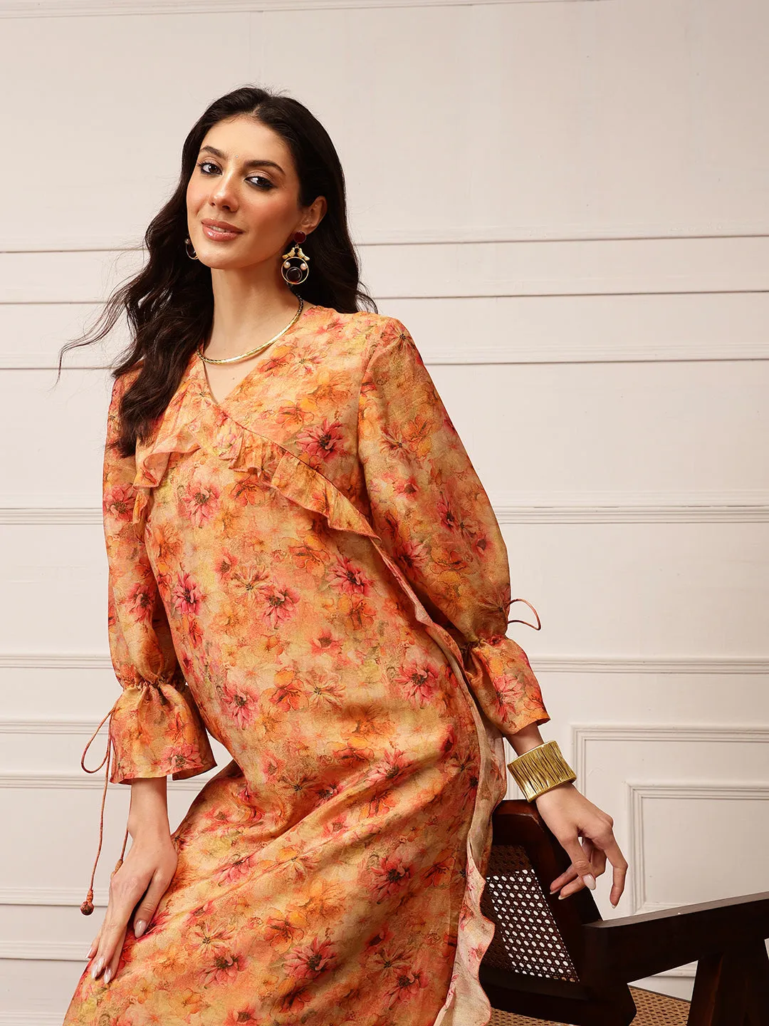 Sunset Bloom Ruffle Dress