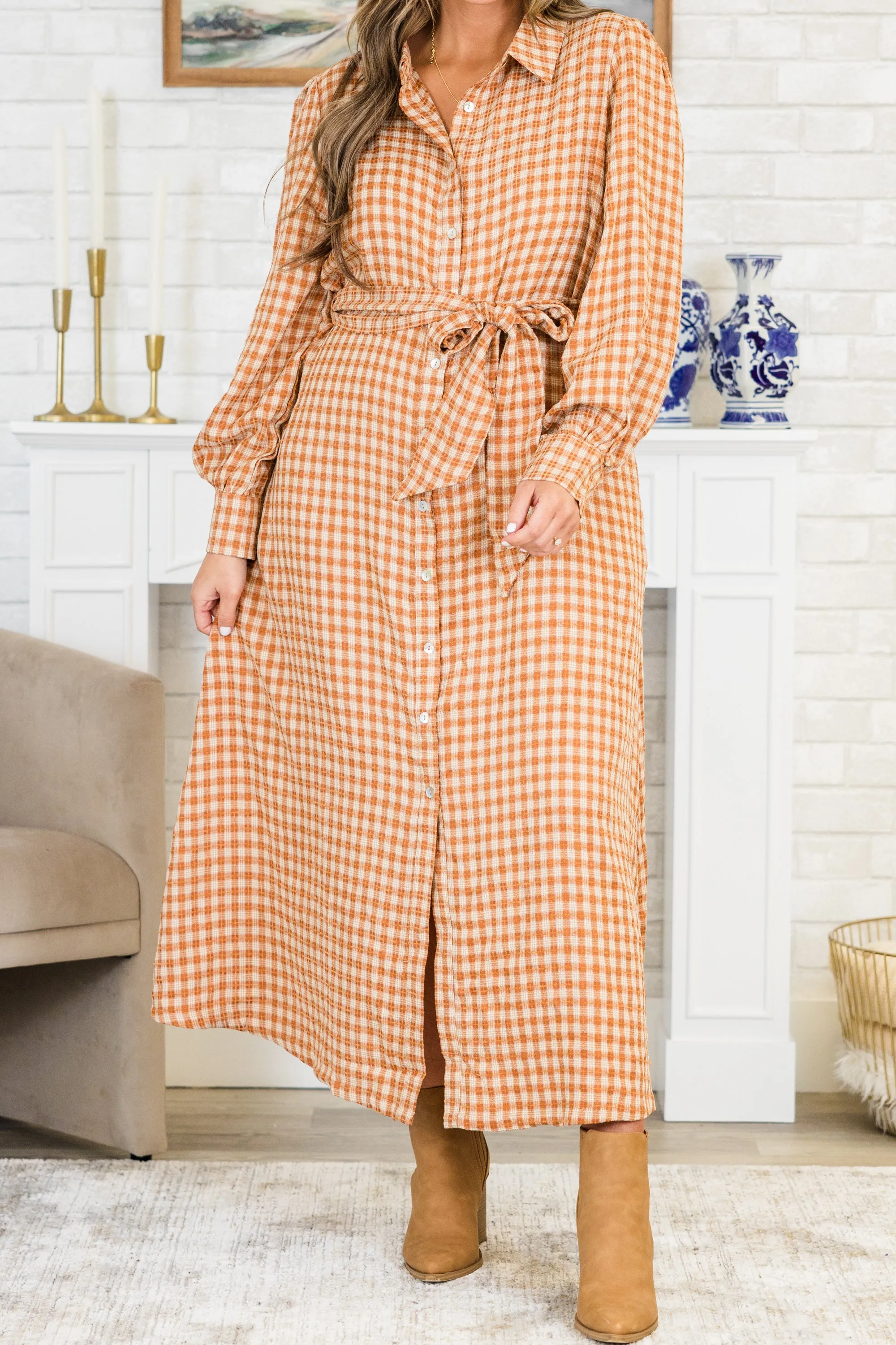 Talk To You Later Maxi Dress, Rust